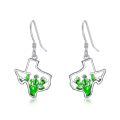 wholesale 925 Sterling Silver Texas State Shape Green Flower Drop Earrings-0-0