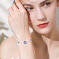 wholesale 925 Sterling Silver Blue Enamel Star of David Cross Charm Bracelet for Women Girls Gifts-0-2