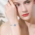 wholesale 925 Sterling Silver Blue Enamel Star of David Cross Charm Bracelet Wholesale for Women Girls Gifts-0-2