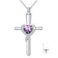 TOUPOP Sterling Silver Crystal Cross Urn Necklace Memorial Keepsake Jewelry-0-0