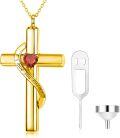 wholesale 925 Sterling Silver Gold & Sterling Silver Birthstone Cross Urn Necklace for Ashes – Infinity Engraved 'I Love You Forever' – Cremation Jewelry for Mom, Wife, Sister, Pet-0-0