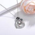 wholesale 925 Sterling Silver I Love You Forever Dog & Paw Print Heart Pendant Necklace-0-1