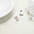 wholesale 925 Sterling Silver Fox Stud Earrings Rose Gold Two Tone Zircon Animal Jewelry-0-3