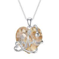 TOUPOP 925 Silver Topaz Stethoscope Heartbeat Necklace Nurse Gift-undefined