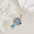 wholesale 925 Sterling Silver Celtic Knot Cross with Abalone Shell Inlay Infinity Heart Love Pendant Necklace for Women Girls  (Blue)-0-3