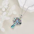wholesale 925 Sterling Silver Celtic Cross Necklace With Mother Of Pearl Inlay-0-3