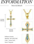 wholesale 14K Gold Turquoise Inlay Cross Pendant Necklace for Women - Baptism Gift for Mom or Wife-0-3