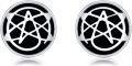 wholesale 925 Sterling Silver Pentagram Black Enamel Round Stud Earrings 8mm Diameter-0-0