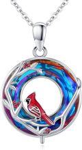 wholesale 925 Sterling Silver Cardinal Crystal Necklace - Memorial Gift for Women, 18+2 Chain, Hypoallergenic, Gift Box Included-0-0