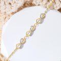 wholesale 10K Gold Infinity Link Chain Anklet with Cubic Zirconia Stones for Women (Length: Adjustable)-0-6