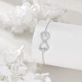 wholesale 925 Sterling Silver Infinity Heart Charm Bracelet with CZ Stones and Adjustable Length for Women Girls -0-4