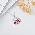 wholesale 925 Sterling Silver Red Garnet Cardinal Love Forever Heart Pendant Necklace-0-3