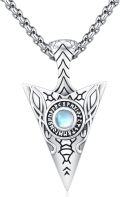 wholesale 925 Sterling Silver Moonstone Turquoise Opal Arrowhead Viking Pendant Necklace for Men-0-0
