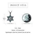 wholesale 925 Sterling Silver Star Of David Necklace Black Gold Plated Turquoise Inlay Chai Pendant-0-3