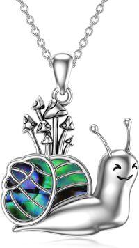 wholesale 925 Sterling Silver & Abalone Shell Snail Halloween Necklace - Christmas Gift for Men & Women - Hypoallergenic Jewelry with Cable Chain-Style 5 Snail