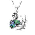 TOUPOP Sterling Silver Abalone Shell Bat Cat Snail Ghost Pendant Necklace-0-0