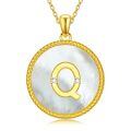 wholesale Gold 925 Sterling Silver Mother of Pearl Initial Q Pendant Necklace for Women-0-0