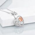 wholesale 925 Sterling Silver Heart Wolf & Girl Face Lariat Necklace for Women Teens Girls -0-2