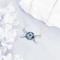 wholesale 925 Sterling Silver Blue Crystal Triple Moon Goddess Pendant Necklace-0-3