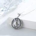 wholesale 925 Sterling Silver Horse and Girl Head Pendant Necklace for Women Girls Gifts for Mom Daughter Christmas Birthday Graduation-0-3