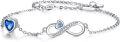 wholesale 925 Sterling Silver Blue Zircon Infinity Heart Bracelet for Women, Adjustable, Hypoallergenic, Gift for Her-0-0