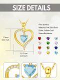 wholesale 14K Gold & Gemstone Heart Pendant Necklace, Birthstone Jewelry Gift for Women, Adjustable Rolo Chain, 17x16.5mm, Nickel-Free-0-3