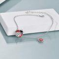 wholesale 925 Sterling Silver Red Enamel Flower and Ladybug Charm Bracelet for Women-0-3