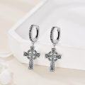 wholesale 925 Sterling Silver 925 Celtic Knot Cross Huggie Hoop Earrings - Irish Style Jewelry for Women-0-3