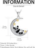 wholesale 925 Sterling Silver Panda Moon Stars Pendant Necklace for Women-0-3