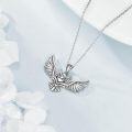 wholesale 925 Sterling Silver Owl Pendant Necklace with Gemstone for Women s-0-2