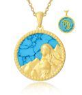 wholesale 925 Sterling Silver Virgo Zodiac Turquoise Pendant Necklace 18k Gold Plated-0-0