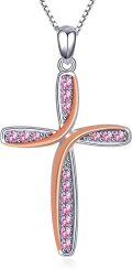 wholesale  Sterling Silver Birthstone Cross Necklace for Women Christian Gift -0-0