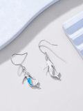 wholesale 925 Sterling Silver Blue Fire Opal Mermaid Dangle Drop Earrings for Women Beach -0-2