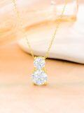 wholesale 14K Gold Round Cut Moissanite 3-Stone Pendant Necklace - D Color VVS1 Simulated Diamonds Jewelry for Women Gifts-0-3