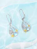 wholesale 925 Sterling Silver Turtle Drop Earrings Wholesale With Blue Gemstones-0-2