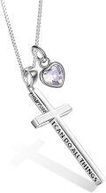 wholesale Sterling Silver Cross Necklace Philippians 4 13 I Can Do All Things Inspirational Gift-0-32