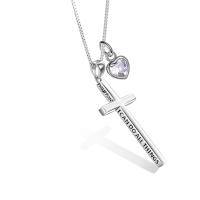 wholesale 925 Sterling Silver Cross Pendant With Blue Opal And Philippians Inscription-silver-04 April