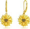 wholesale 925 Sterling Silver Yellow Gold Plated Sunflower Drop Earrings - Fashionable s for Her-0-0