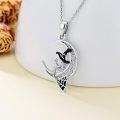 wholesale 925 Sterling Silver Moon Witch Mermaid Pendant Necklace for Women Girls Halloween s-0-3