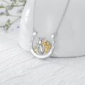 wholesale 925 Sterling Silver Horse & Girl Horseshoe Charm Necklace for Women Girls-0-3