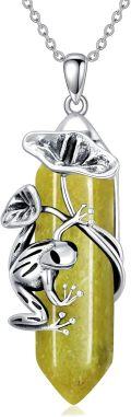 wholesale  Sterling Silver Quartz Frog Pendant Necklace Gift for Women Mom -0-42
