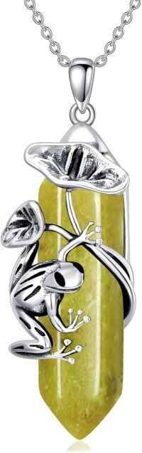 wholesale  Sterling Silver Quartz Frog Pendant Necklace Gift for Women Mom -Aug-08