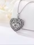 TOUPOP Stainless Steel Crystal Heart Urn Photo Locket Memorial Necklace-0-2