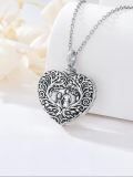 TOUPOP Stainless Steel Crystal Heart Urn Photo Locket Memorial Necklace-0-2