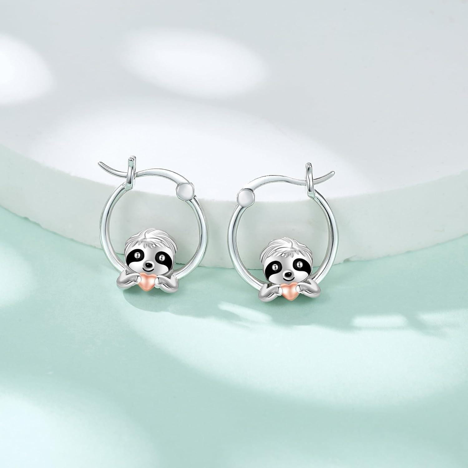 Sterling Silver Animal Hoop Earrings Duck Cow Pig Dog Yorkie Otter Hypoallergenic Cute Gifts for Women-0-1