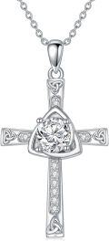 wholesale 925 Sterling Silver 925 Cubic Zirconia Cross Pendant Necklace for Women -0-0
