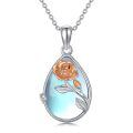 wholesale 925 Sterling Silver Teardrop Pendant With Rose Design Necklace-0-0