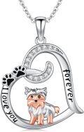 wholesale 925 Sterling Silver Forever Love Dog Paw Print Heart Pendant Necklace for Women-0-0