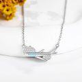 wholesale 925 Sterling Silver Airplane Clouds and Flowers Pendant Necklace with Chain-0-2