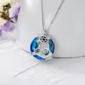 TOUPOP Sterling Silver Crystal Sea Turtle Necklace Ocean Jewelry Gift-0-2